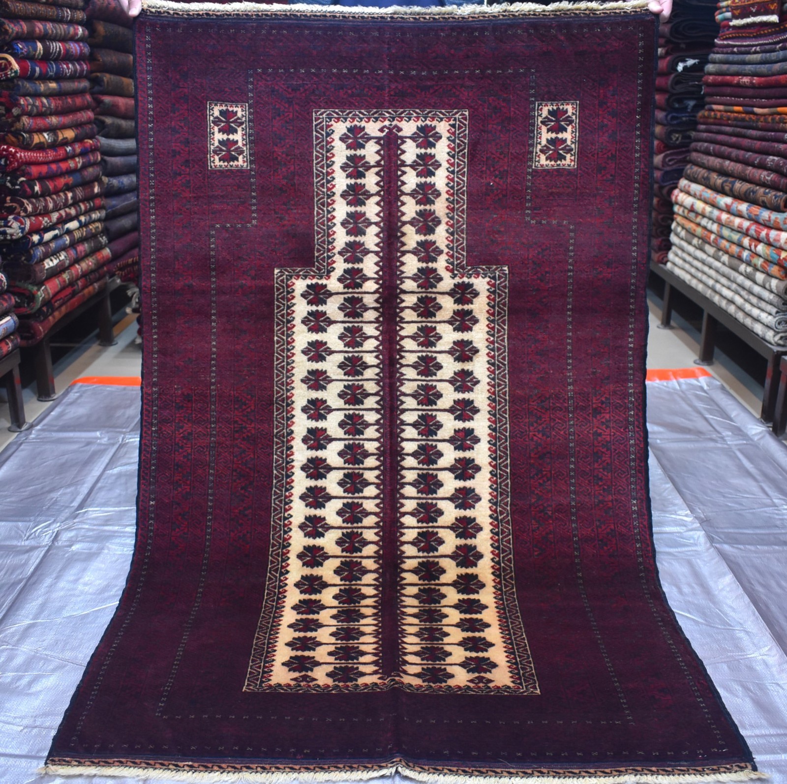 1960s Antique Afghan Baluchi Rug 3x5 ft Hand Knotted Persian Style Tribal Carpet