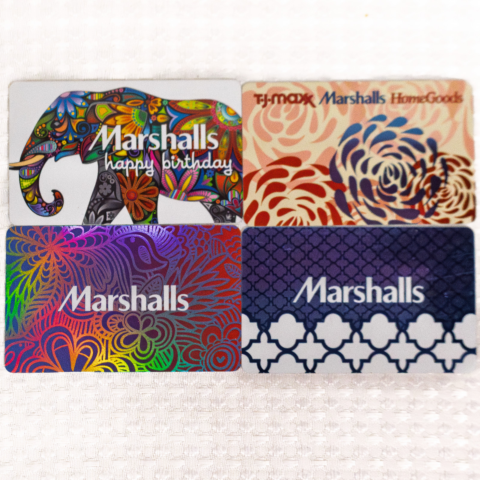 4x Marshalls TJ Maxx HomeGoods collectible gift card Lot - Value UNKNOWN