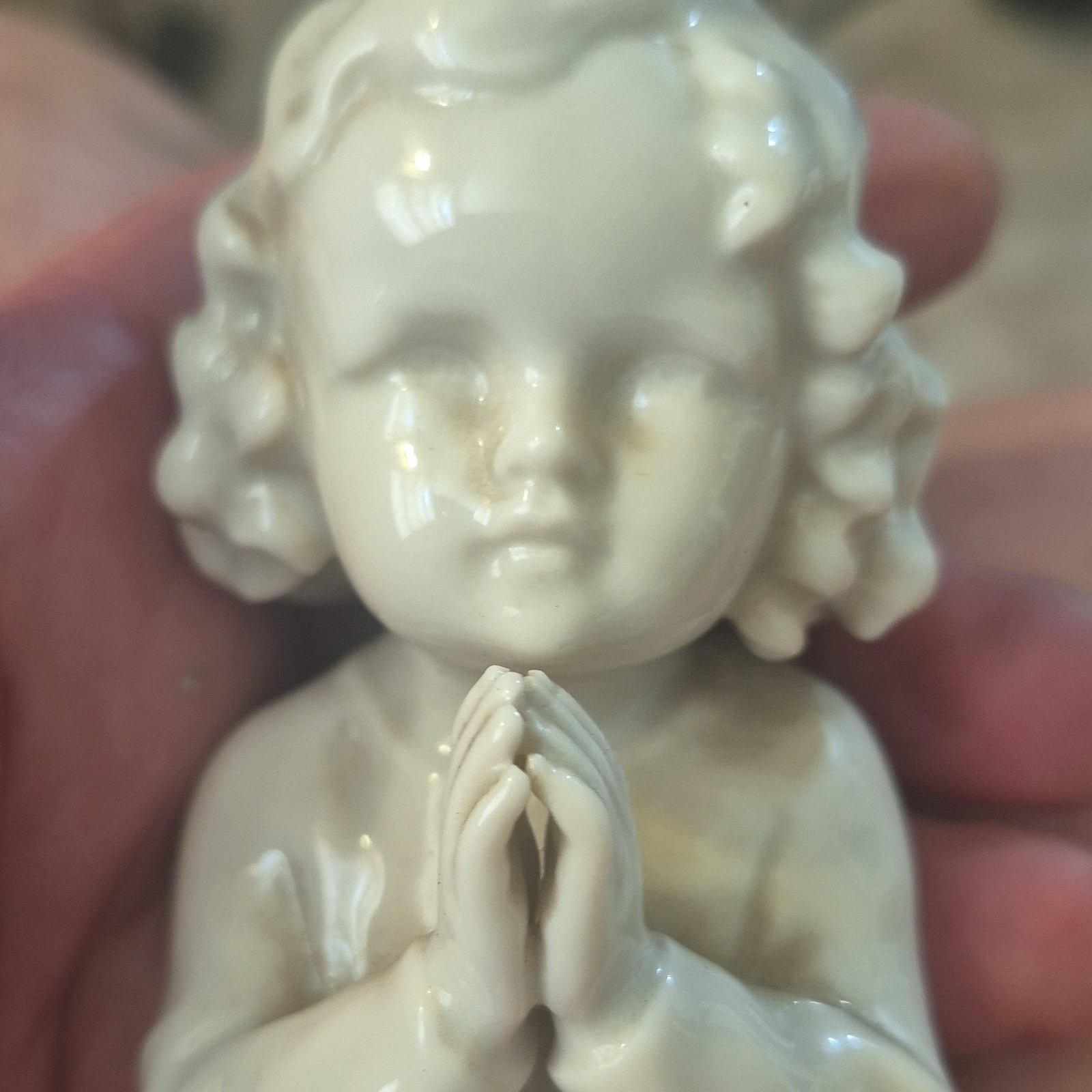 Ceramic Praying Angel Figurine Christian Collectible Statue Marked Germany