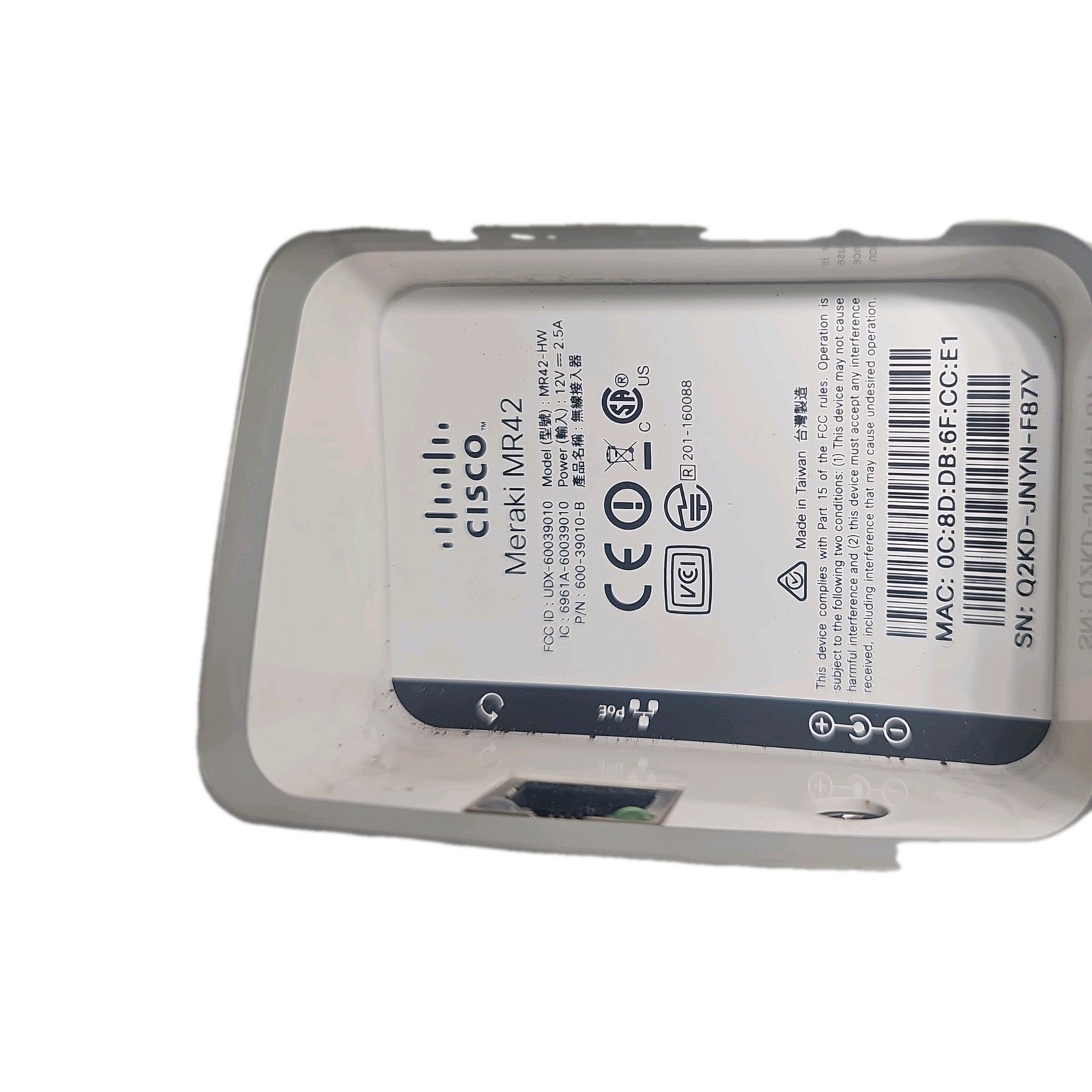 Cisco Meraki MR34-HW Cloud-Managed Wireless Access Point - Tested 100% UNCLAIMED