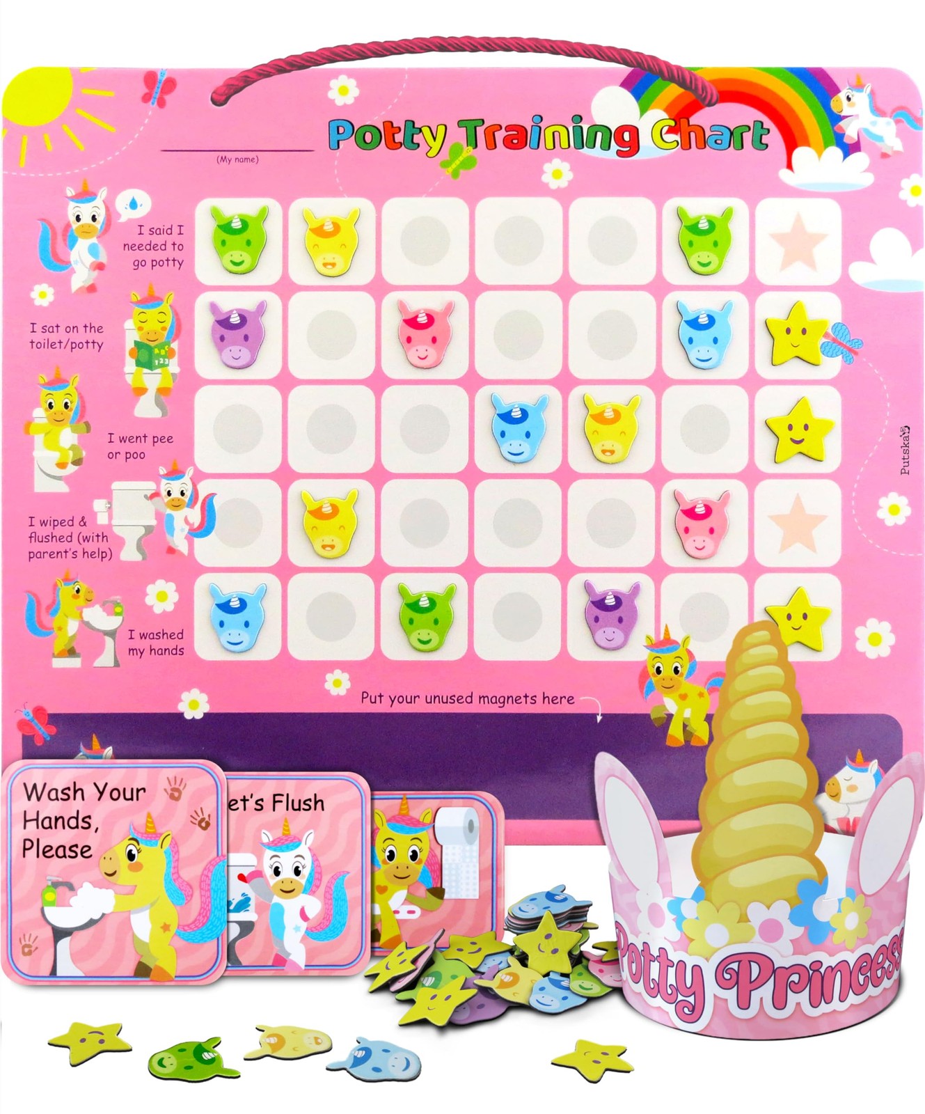 PUTSKA Potty Training Reward Chart for Girls 1 Count (Pack of 1), Unicorn 
