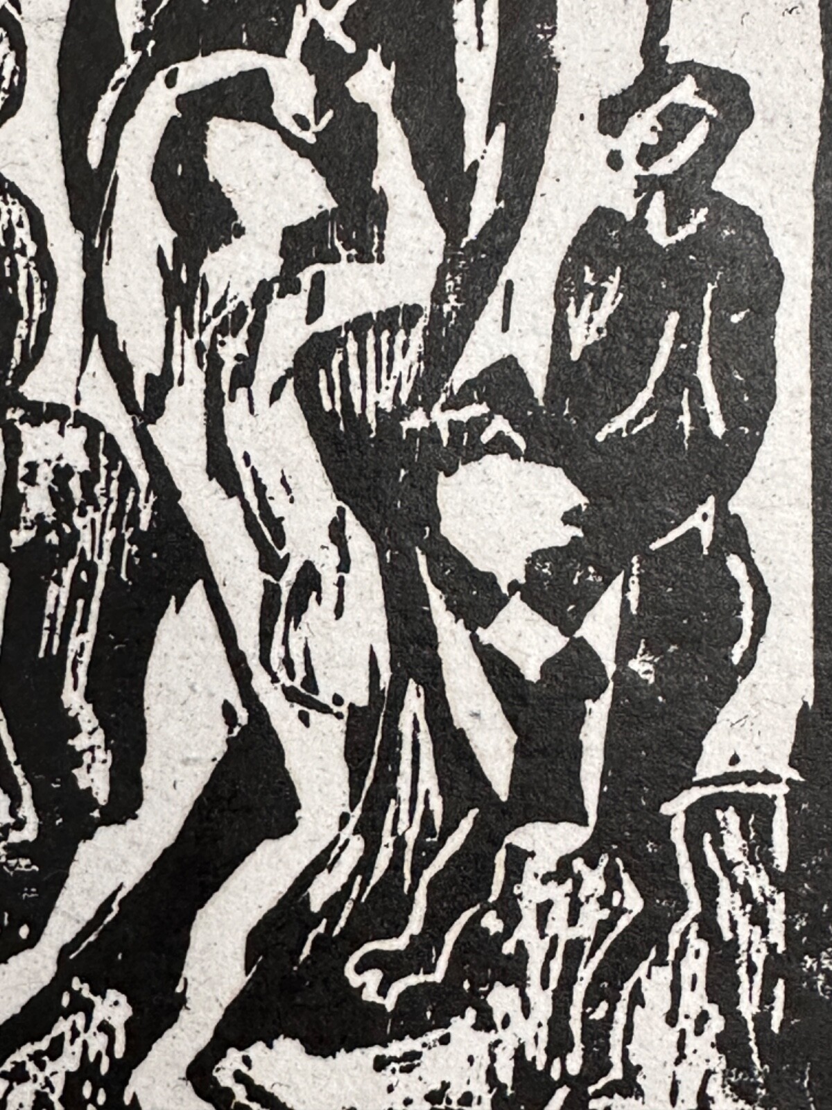 Gravure moderne portrait bois bravé scène musique signé OUDIN Xylon EA