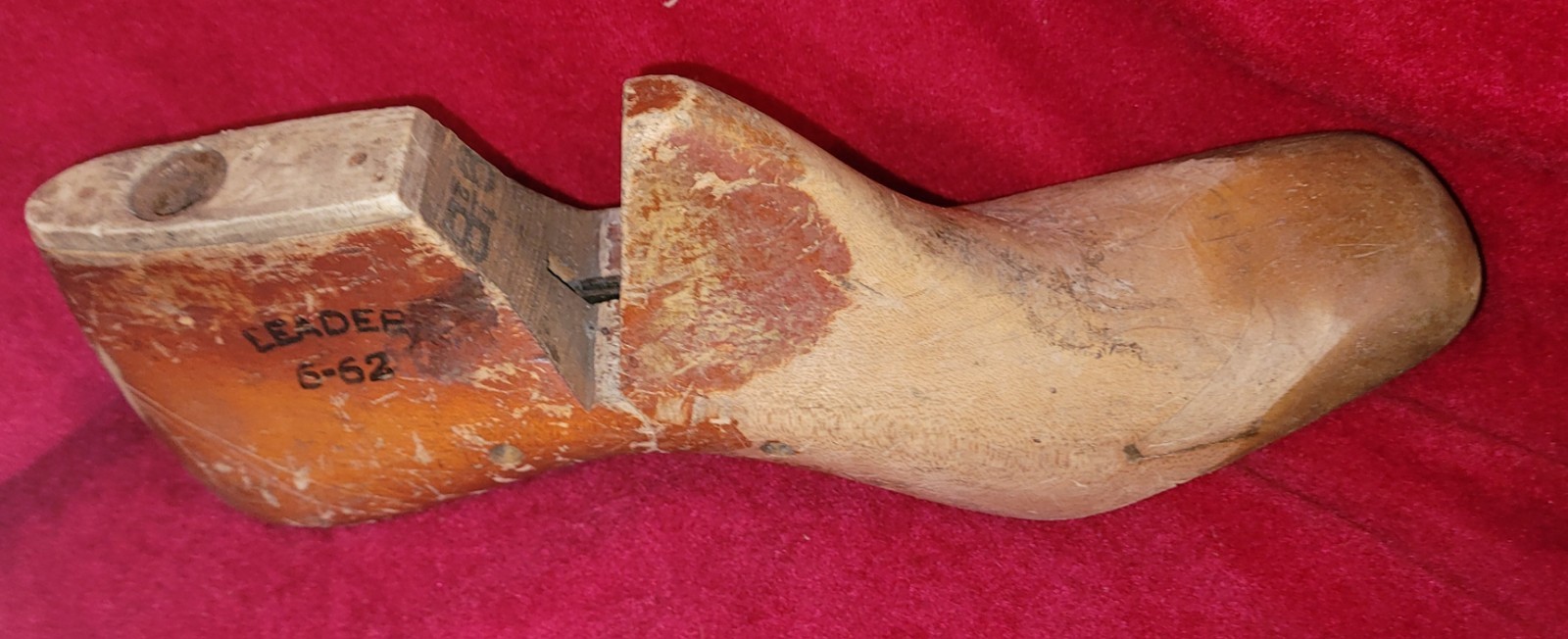 Vintage Leader Wooden Shoe Form Mold Cobbler Rustic Primitive Country 9.5 B