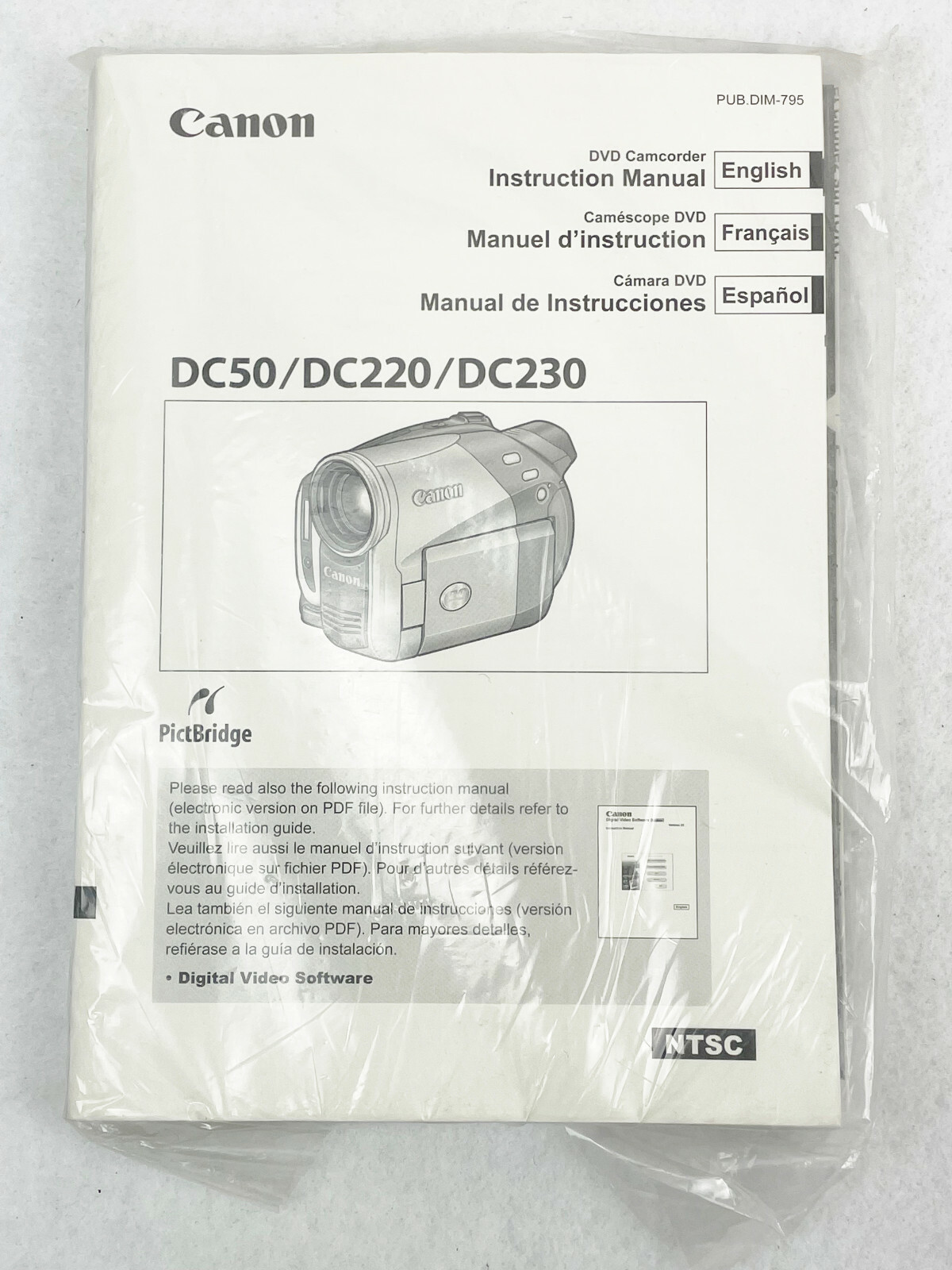 CANON DC50 / DC220 / DC230 INSTRUCTION MANUAL w/ SOLUTION DISC 25.0 - BRAND NEW