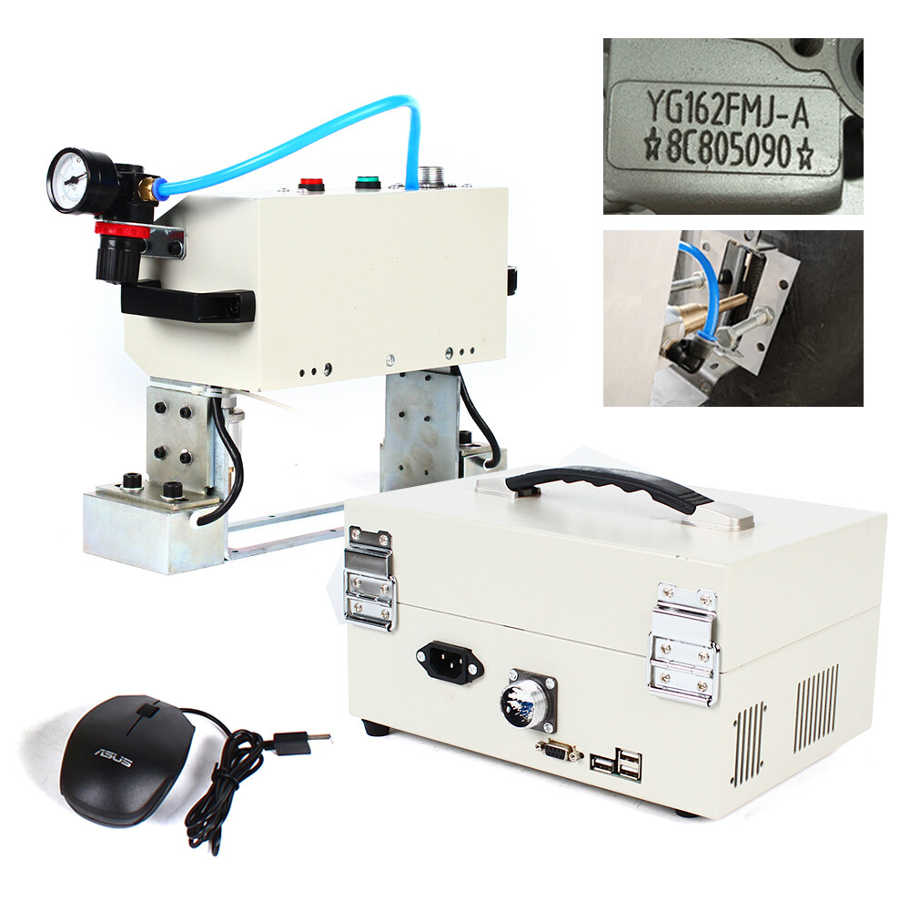110V Pneumatic Dot Peen Marking Machine VIN Code Chassis Number Printer 140*40mm
