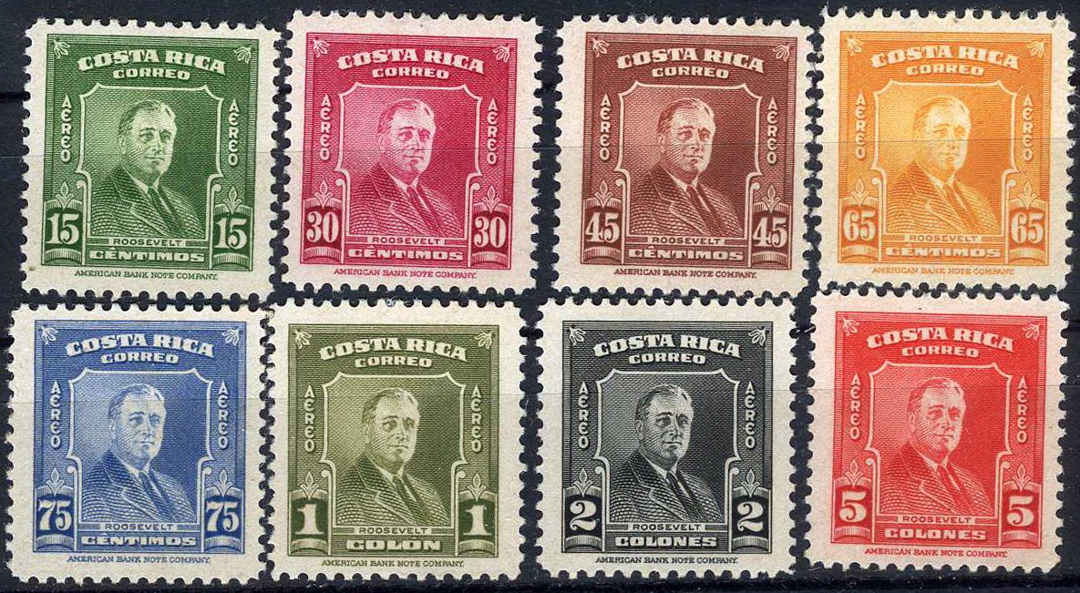 Costa Rica 1947 Franklin Roosevelt MLH (SC# C160-C167)