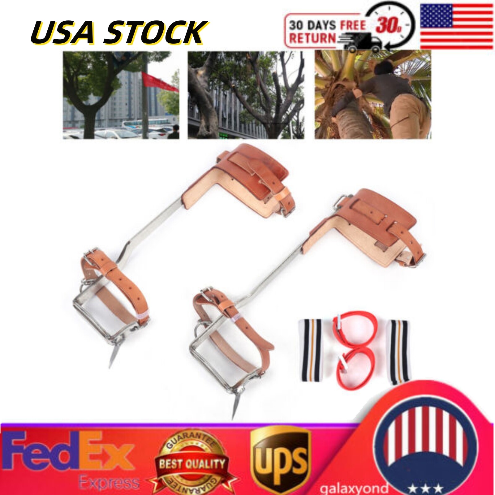 1 Pair Stainless Steel Tree Climbing Spike/ Spur Pair Safety Climbing Tools