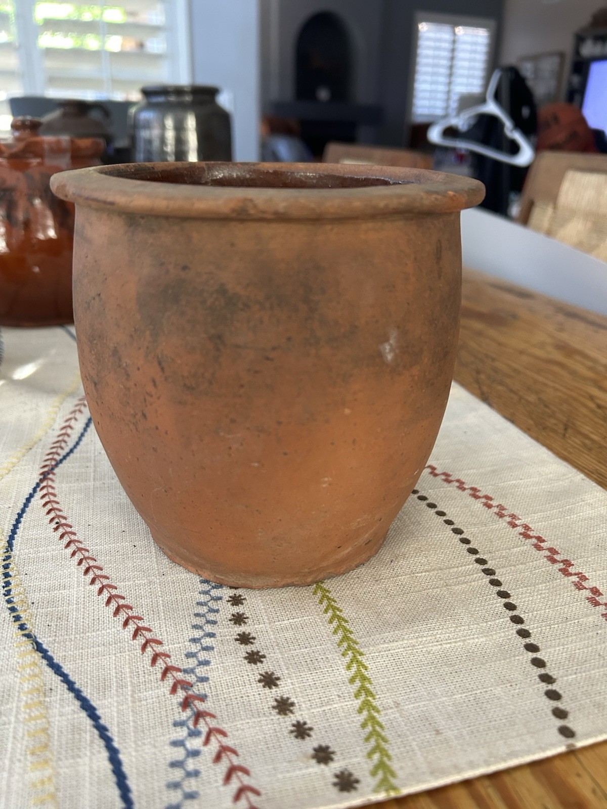 Antique Signed "Exeter, PA G. Link" Unglazed Redware Preserve Jar