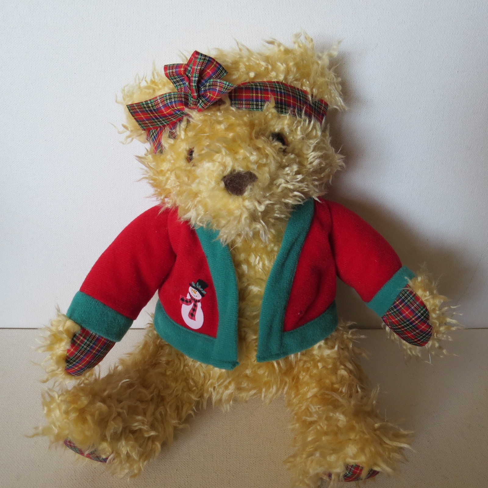 Hallmark RUSS Christmas Plush TEDDY Bear~jacket, headband~NEW NO HANGTAG PLAID 