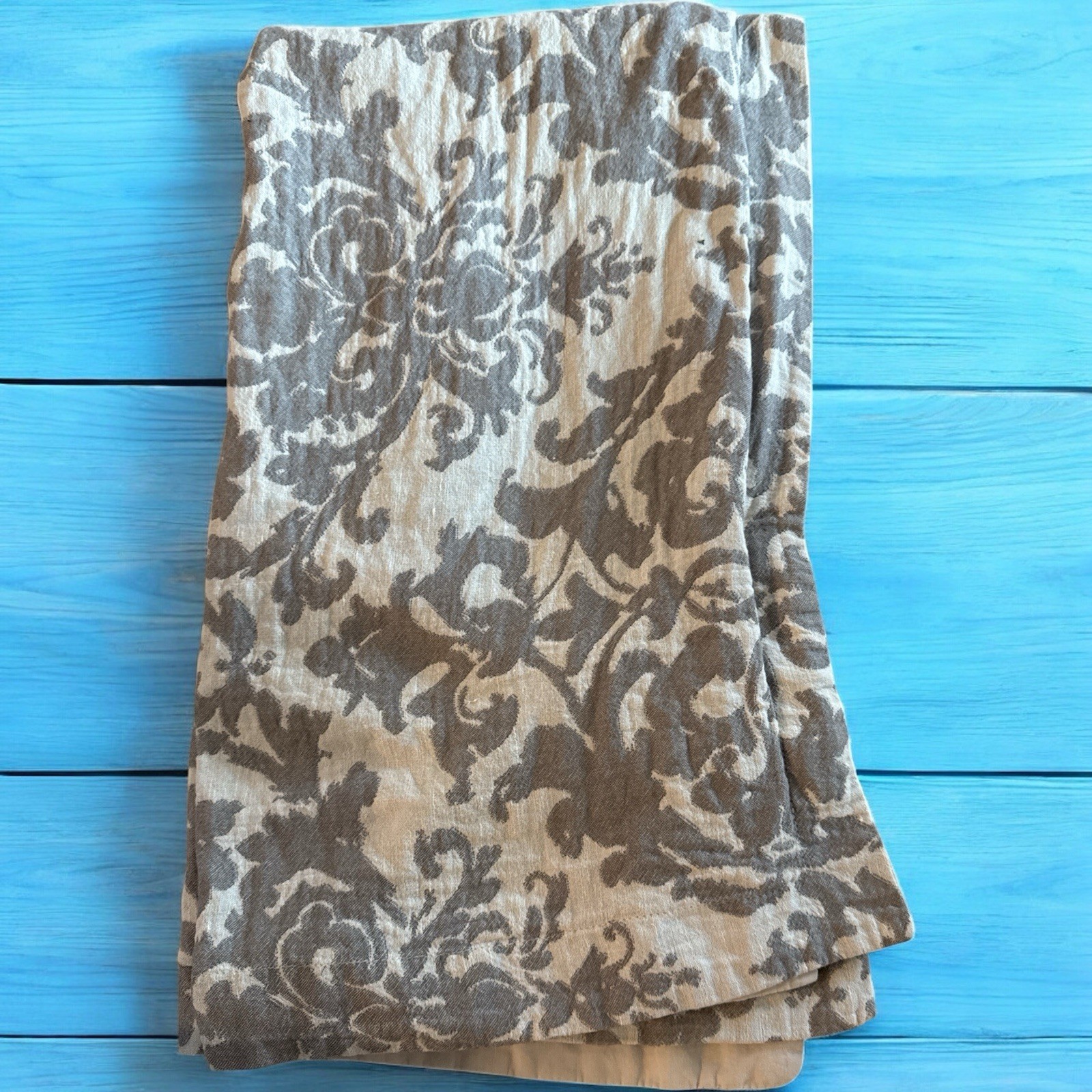 Pottery Barn Gray & Ivory Stella Damask Pillow Sham King Sized-