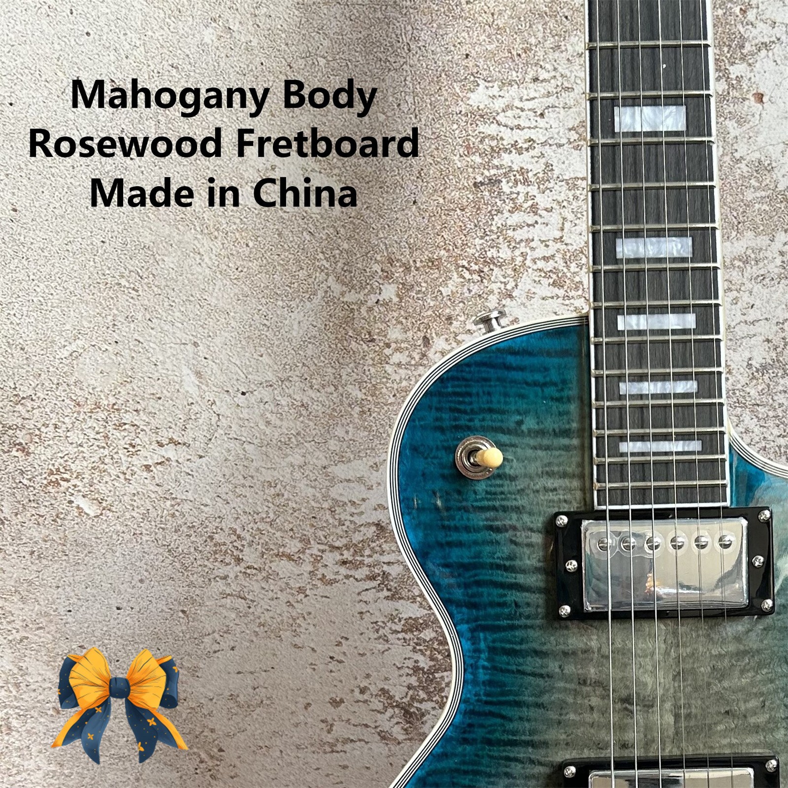 High Quality Slate Blue Electric Guitar: HH Pickups Fixed Bridge, Chrome Parts