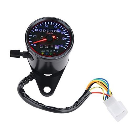 Motorcycle Odometer, LED Backlight 12 V Motorcycle Dual Tachometer Odometer 