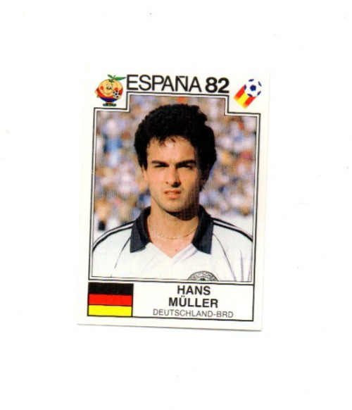 Panini Sonrics world cup story 1990 football sticker No 154 Hans Muller Germany