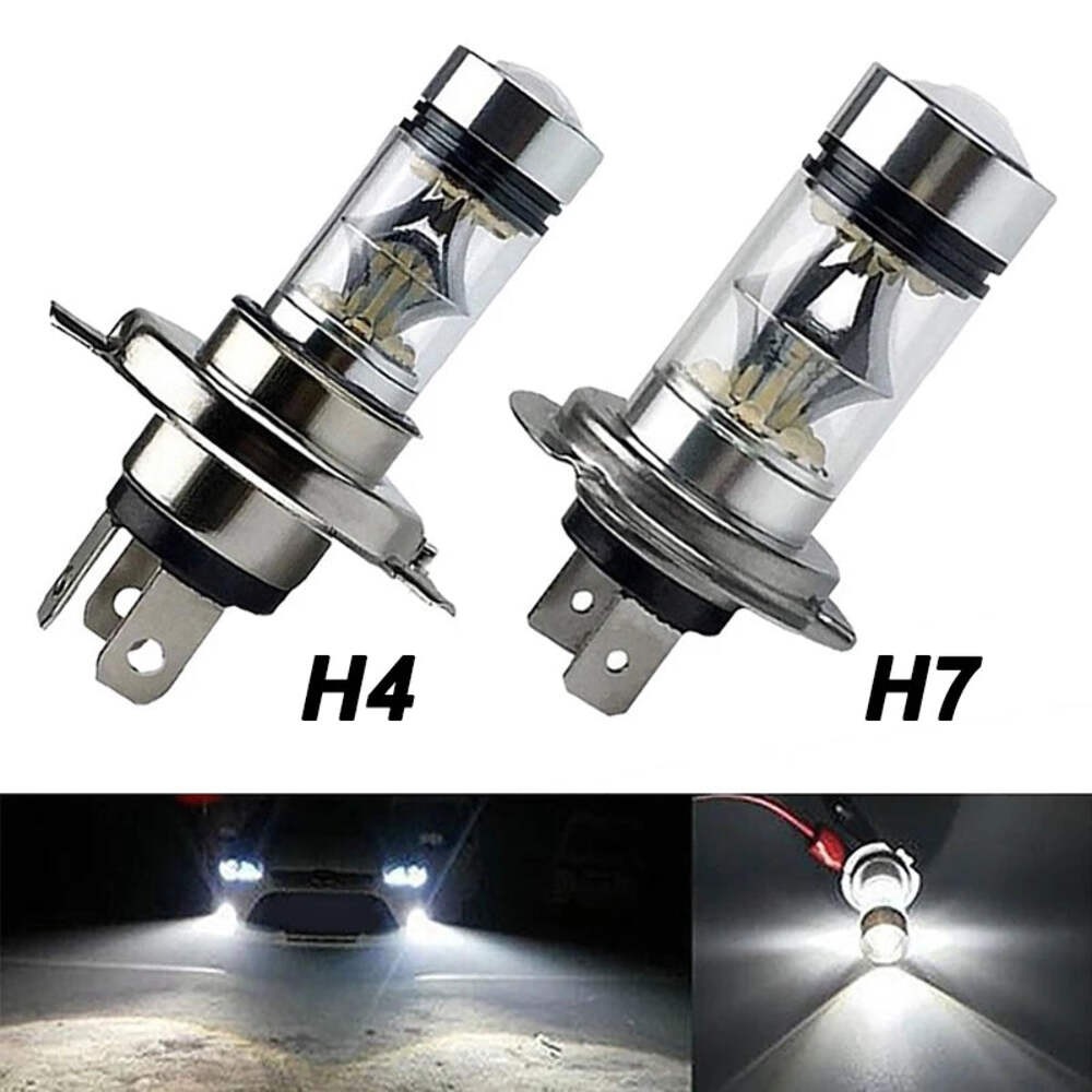 2Pcs 100W H4 H7 Super Bright LED Car Headlight Bulbs for High Low Beam Fog Light
