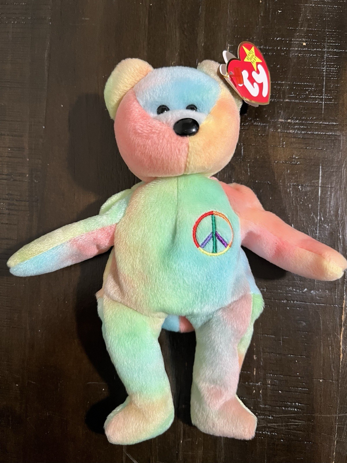 ty Beanie Baby: Peace Bear 1996 Multicolor Great Condition