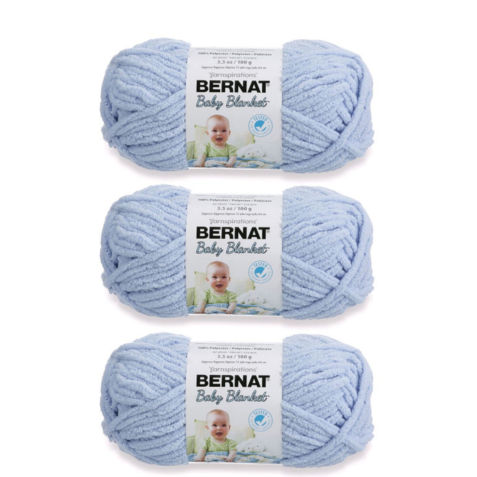 Baby Blanket Baby Blue Yarn - 3 Pack of 100g/3.5oz - Polyester - 6 Super Bulk...
