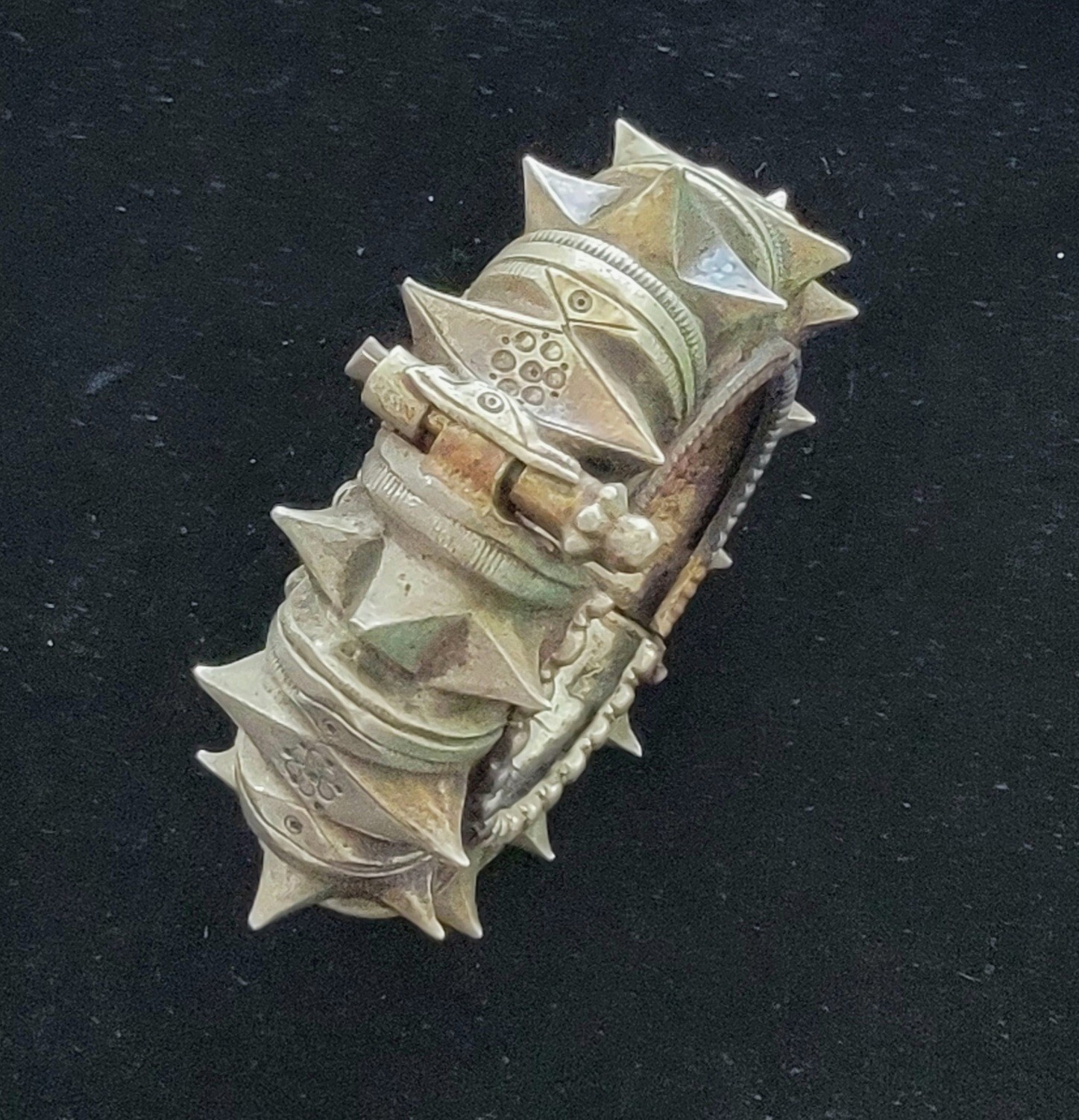 Indian Tribal Orissa/Odisha Spiked Cuff, mixed metals, small RARE