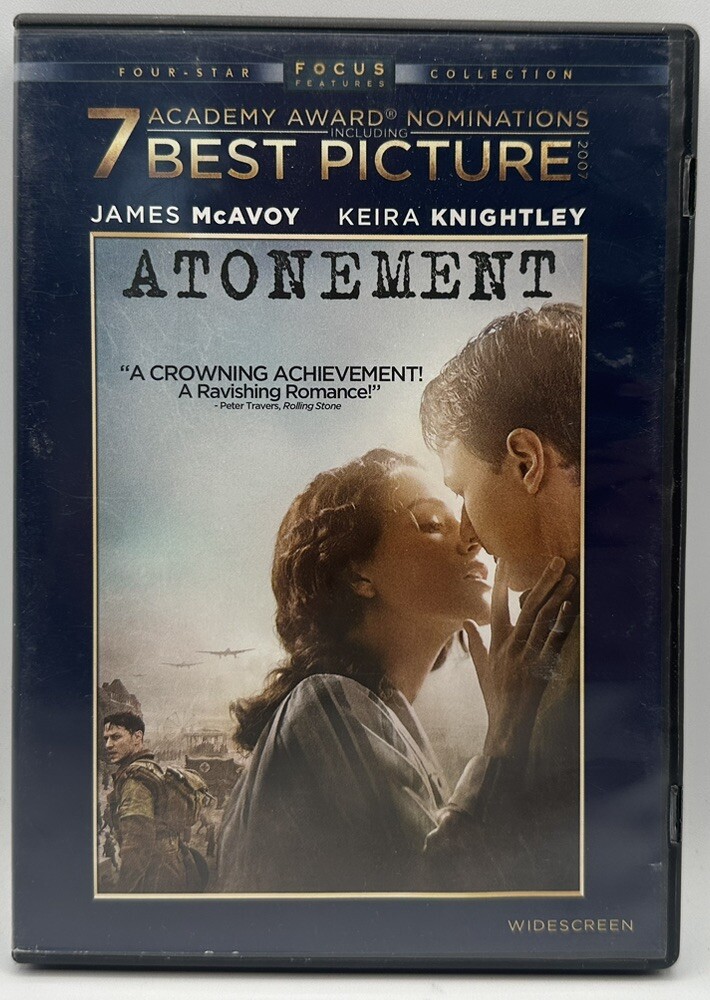 Atonement DVD Widescreen Edition James McAvoy Keira Knightley Free Shipping 2008