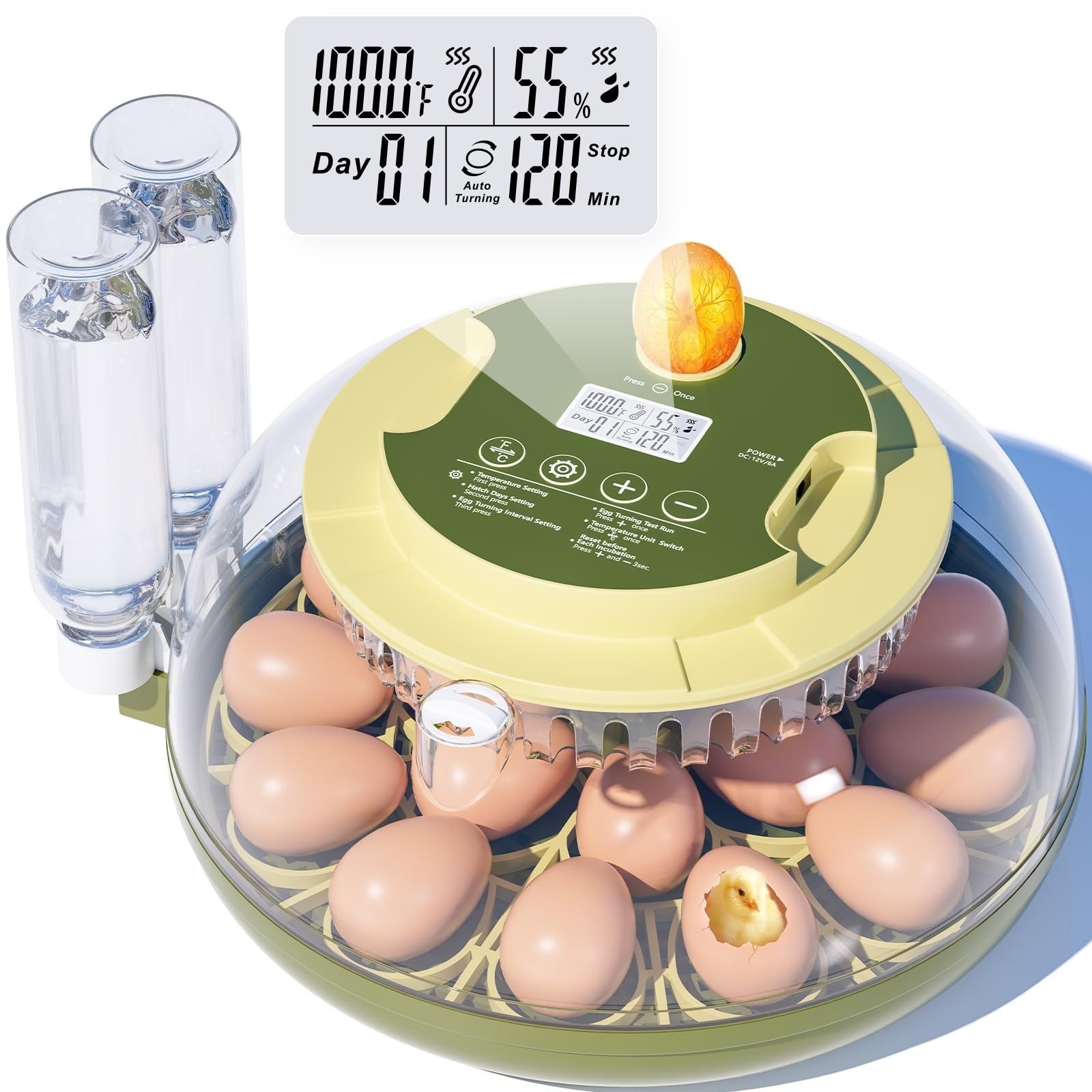 18 Egg Incubator, Incubator for Hatching Eggs, Automatic Egg Turning and Humi...
