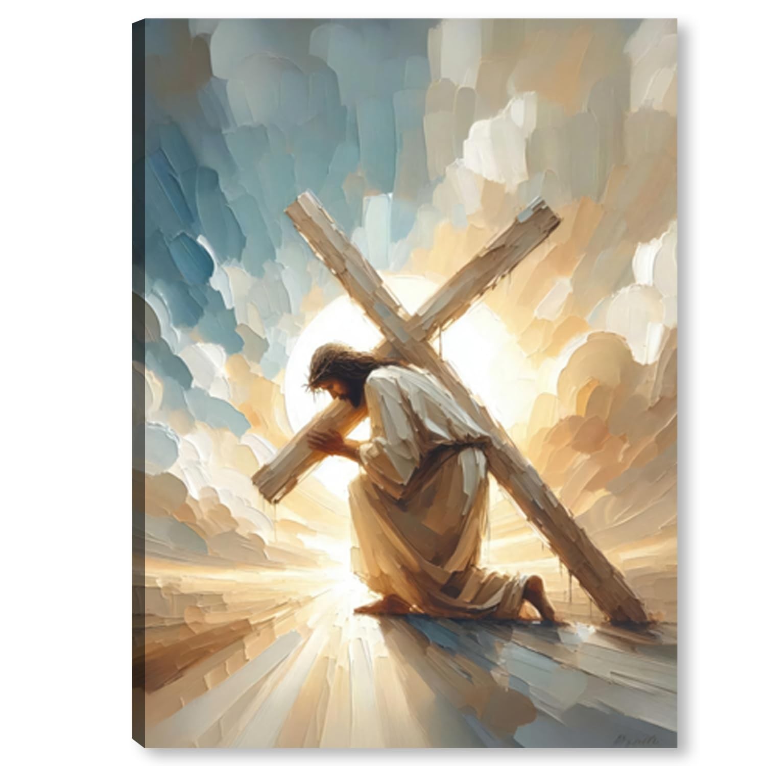 Jesus Cross Canvas Wall Art Print, Christian Poster Wall Decor Painting, Jesu...