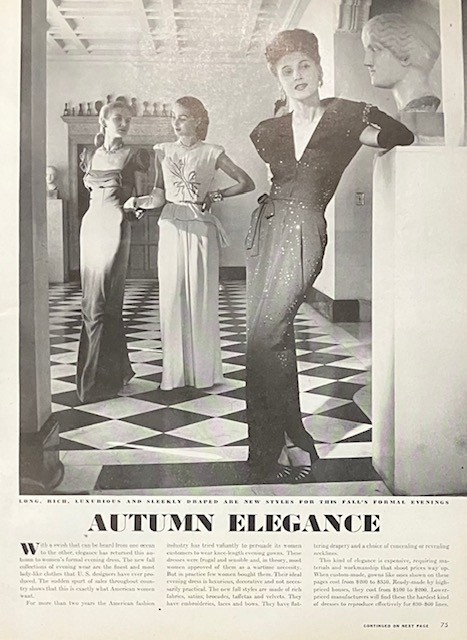 1944 Vintage Original One Page Article Display Autumn Elegance Women's Fashion