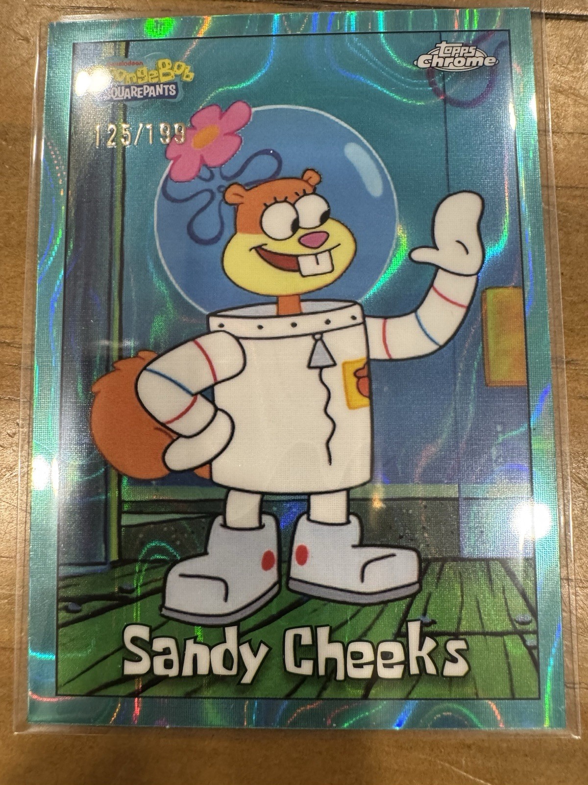 2025 Topps Chrome SpongeBob Sandy Cheeks #27 Aqua Lava Refractor #125/199
