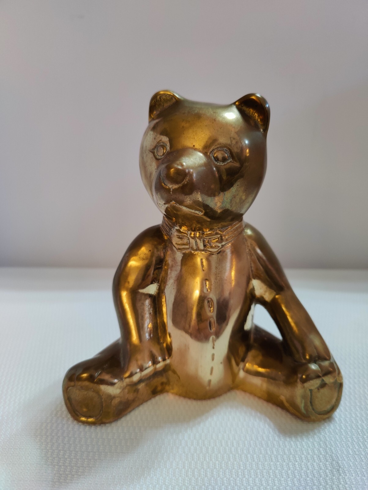 Bear Piggy Bank Vintage Solid Heavy Brass 