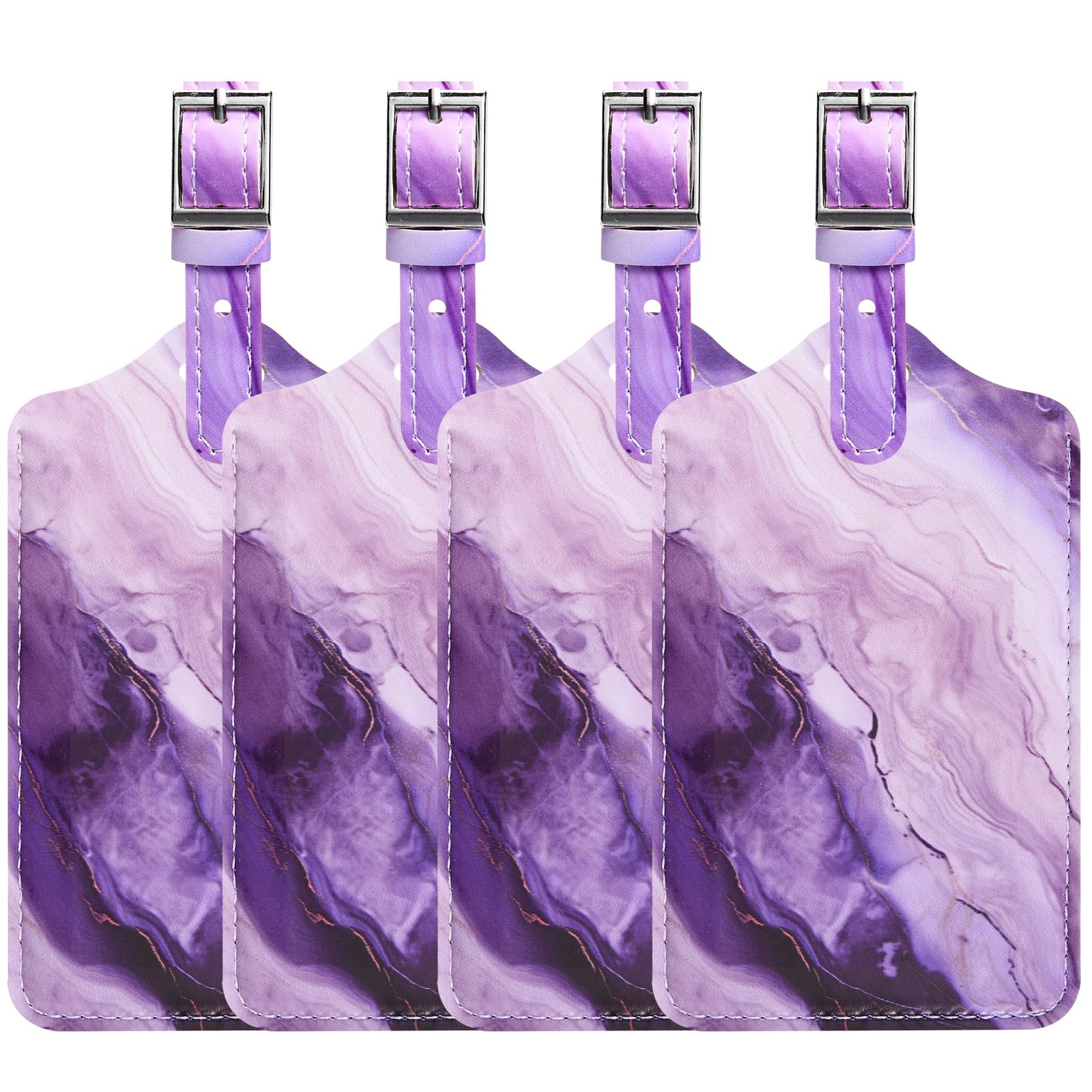 4 Pack Luggage Tag for Suitcases TSA 4.92 x 2.76 inches, Purple Marble 