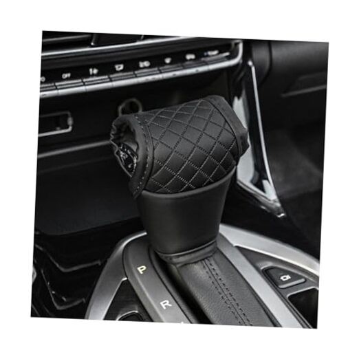 Car Gear Shift Knob Cover, Leather Vehicle Gear Shifter Stick Protector, Black
