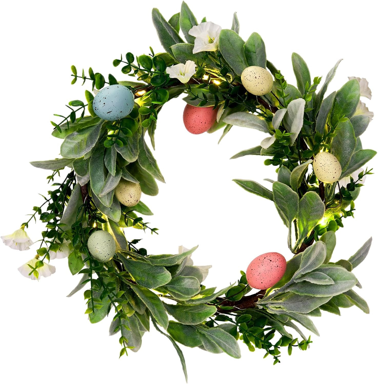 6Ft Lighted Easter Garland for Mantle Fireplace, Artificial Spring Flower Garlan