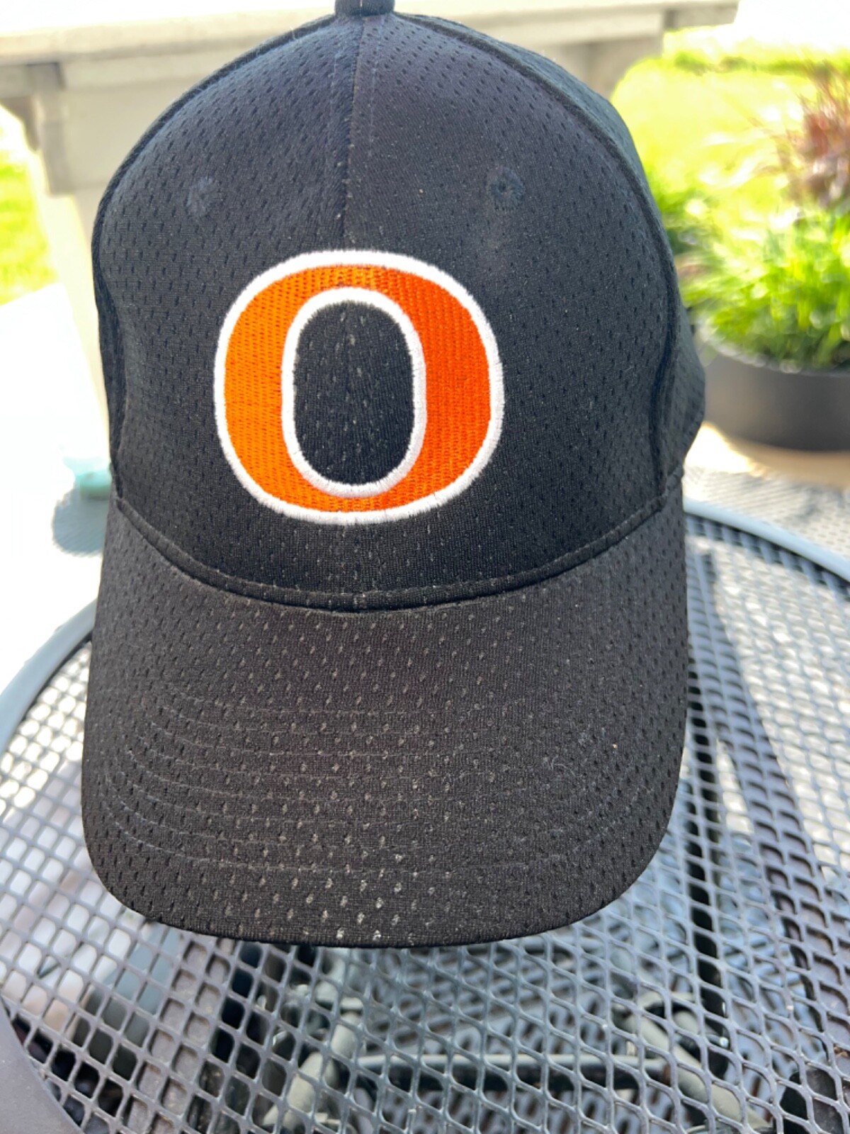 Oregon Black polyester Mesh with Embroidered Orange O w White Hat Cap Hook Loop