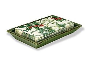 October Hill Ceramic Guest Towel Caddy/Tray, Green 