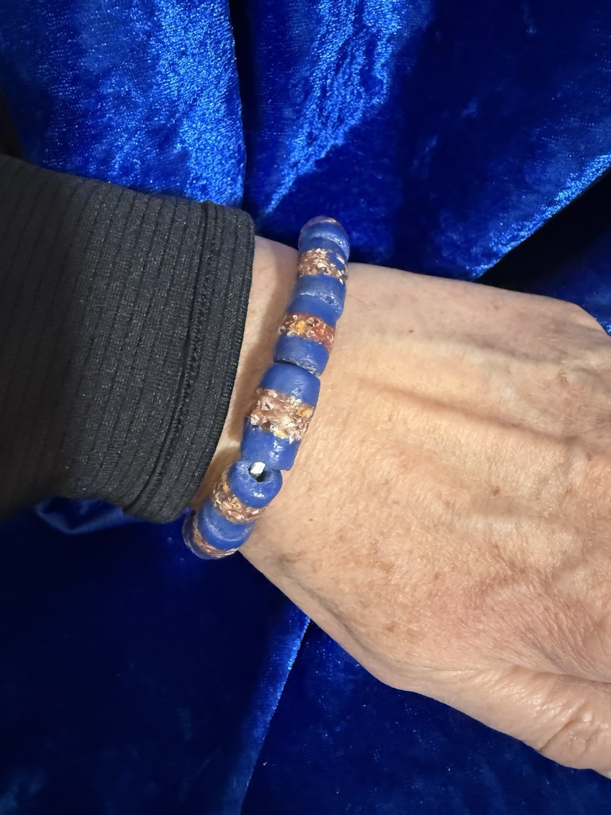 Rare Ghana Krobo Hand-Painted Powder Glass Beads - Artisan Tribal Trade Strand