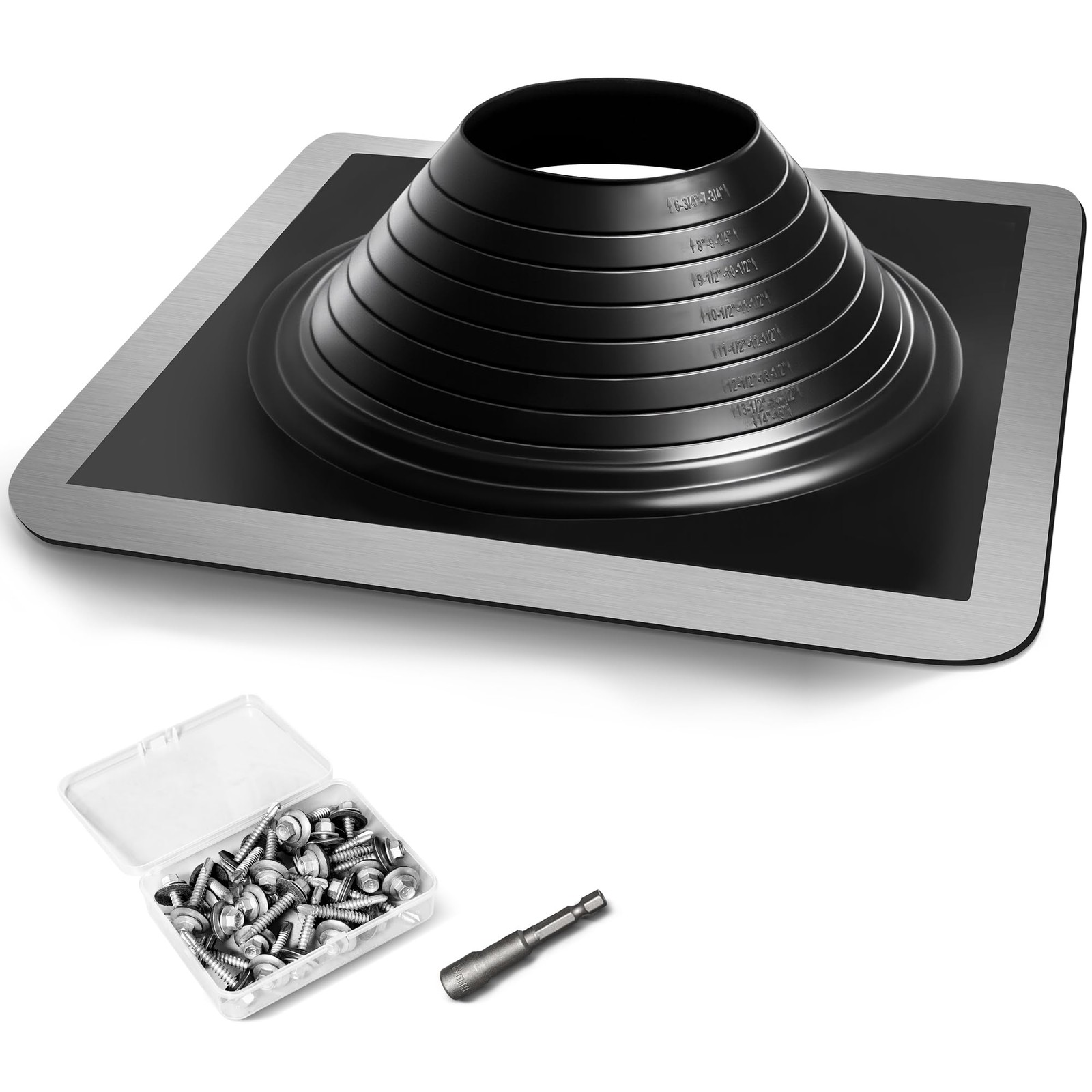 #8 Epdm Metal Roof Vent Boot, Flexible Roofing Boots Fits Pipe Od 6 3/4'' to ...