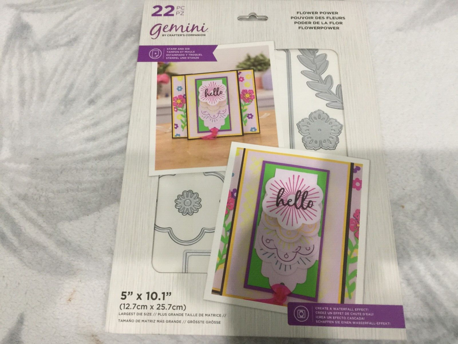 GEMINI By Crafters Companion Waterfall Stamp and Die Set FLOWER POWER New
