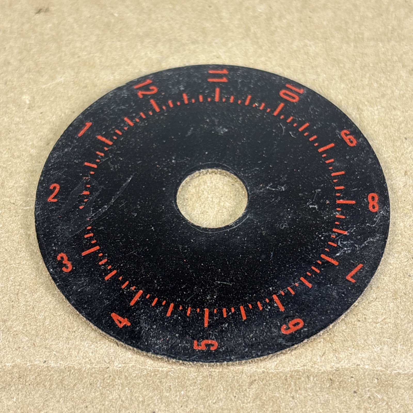 VTG NOS Test equip. 2 1/2" DIAM Numbered Orange/Red Dial 1-12 w 5/8" Hole