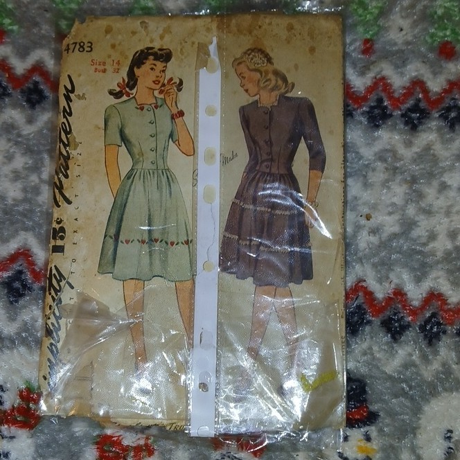 Simplicity 4783 Vintage Women's Dress Sewing Pattern Size 14