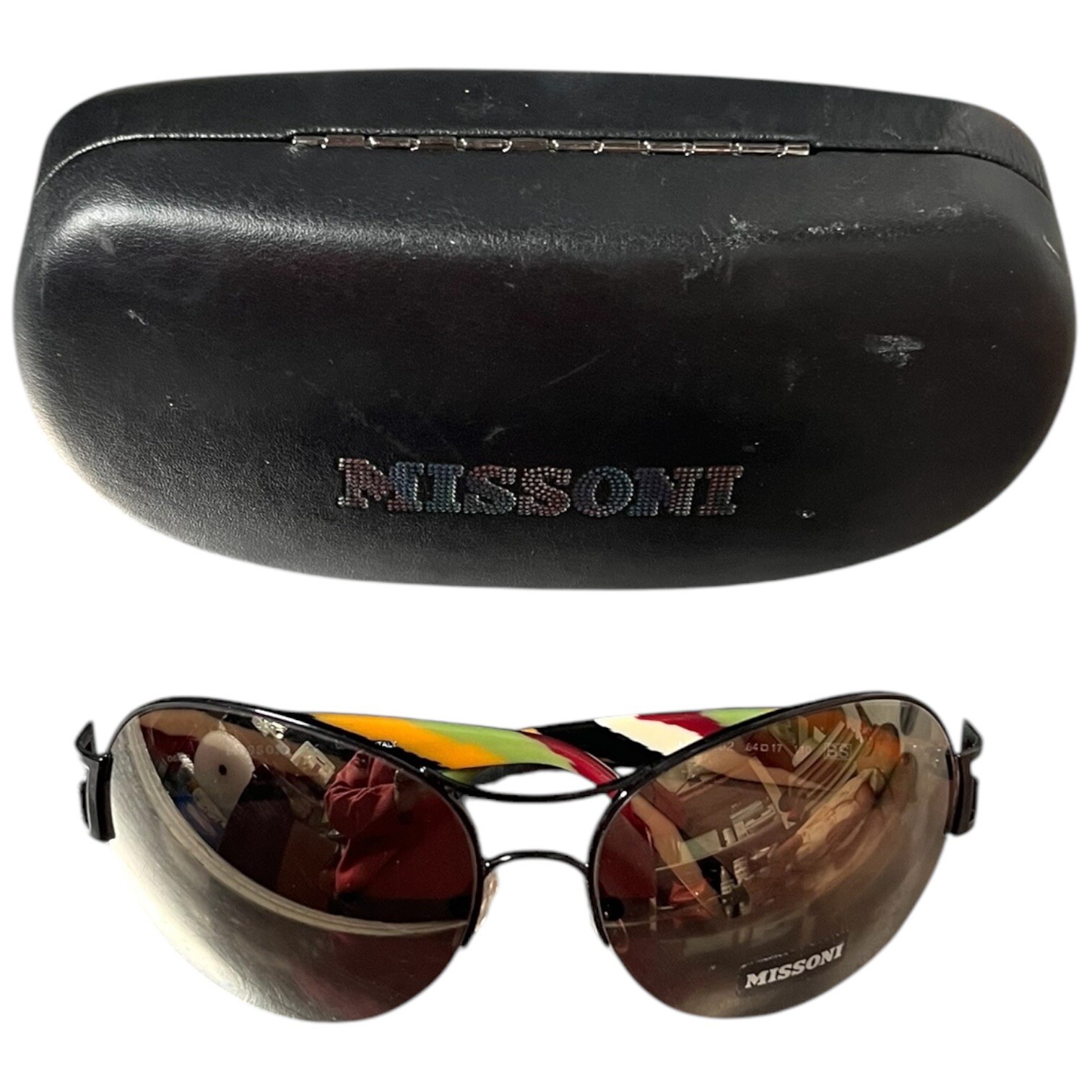 Vintage MISSONI Sunglasses Made Italy MI59402 54-17-110 Plastic Metal Reflective