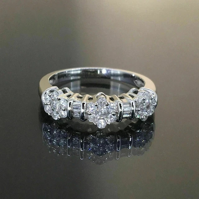 2Ct Round Cut Lab Created Diamond Wedding Band Ring 14k White Gold Plated