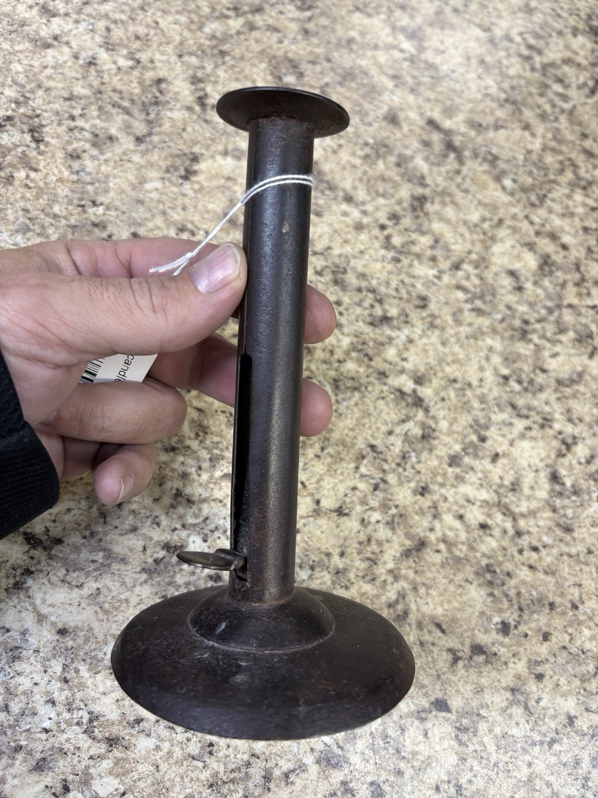 Antique Primitive Iron Hogscraper Hog Scraper Push-up 7" Tall Candlestick Holder