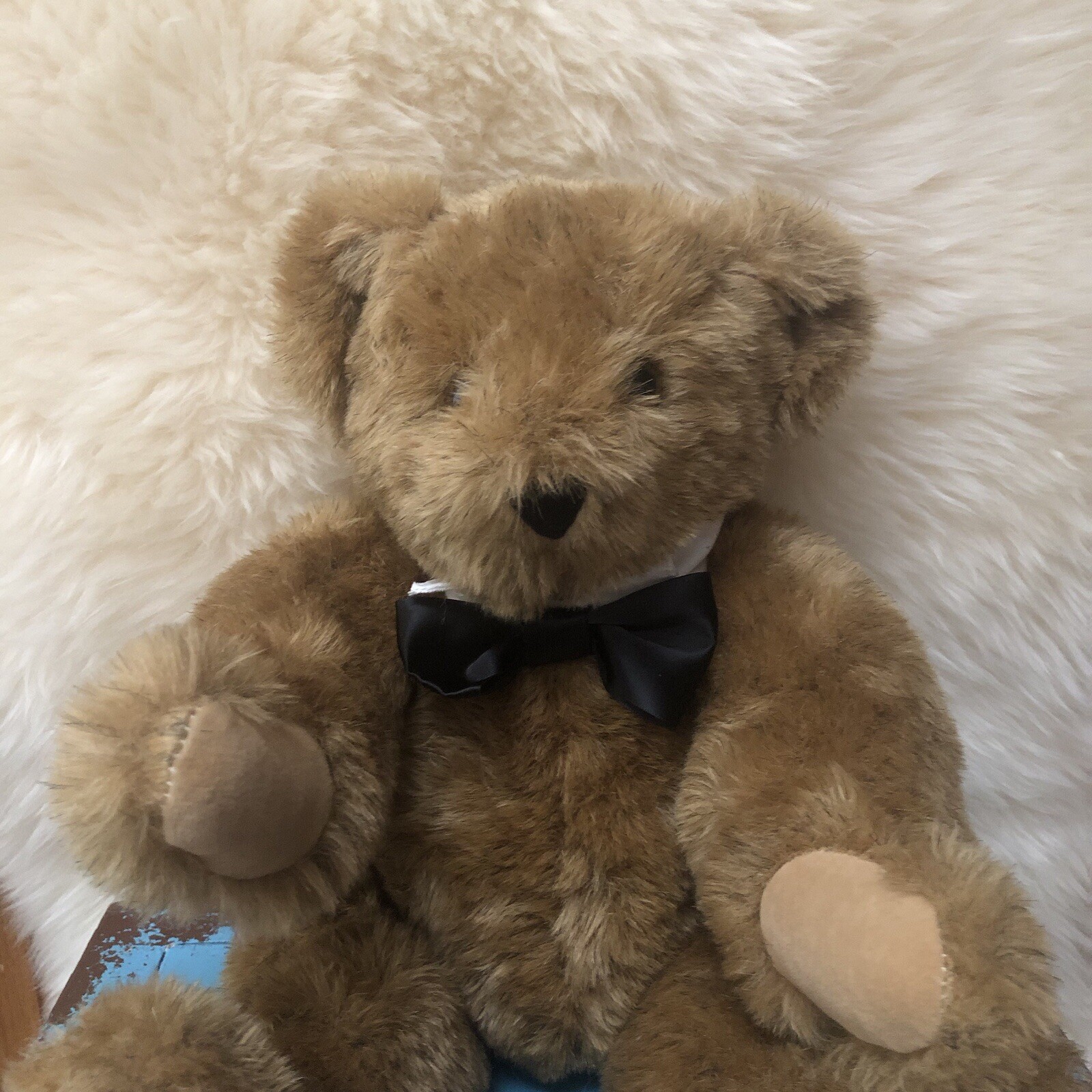 Authentic Vermont Teddy Bear With Bow Tie  17” Jointed 1992