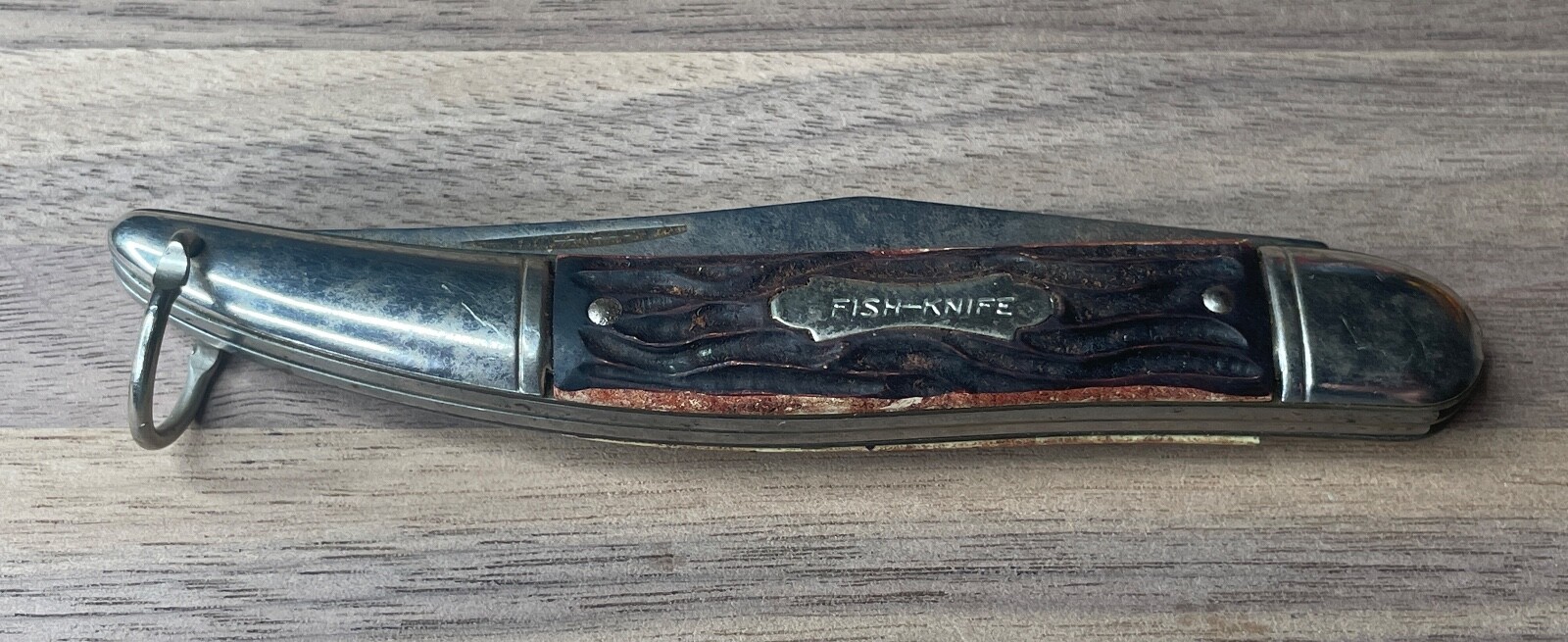 Fish Knife Colonial Stag Folding 2 Blade Vintage Pocket Knife