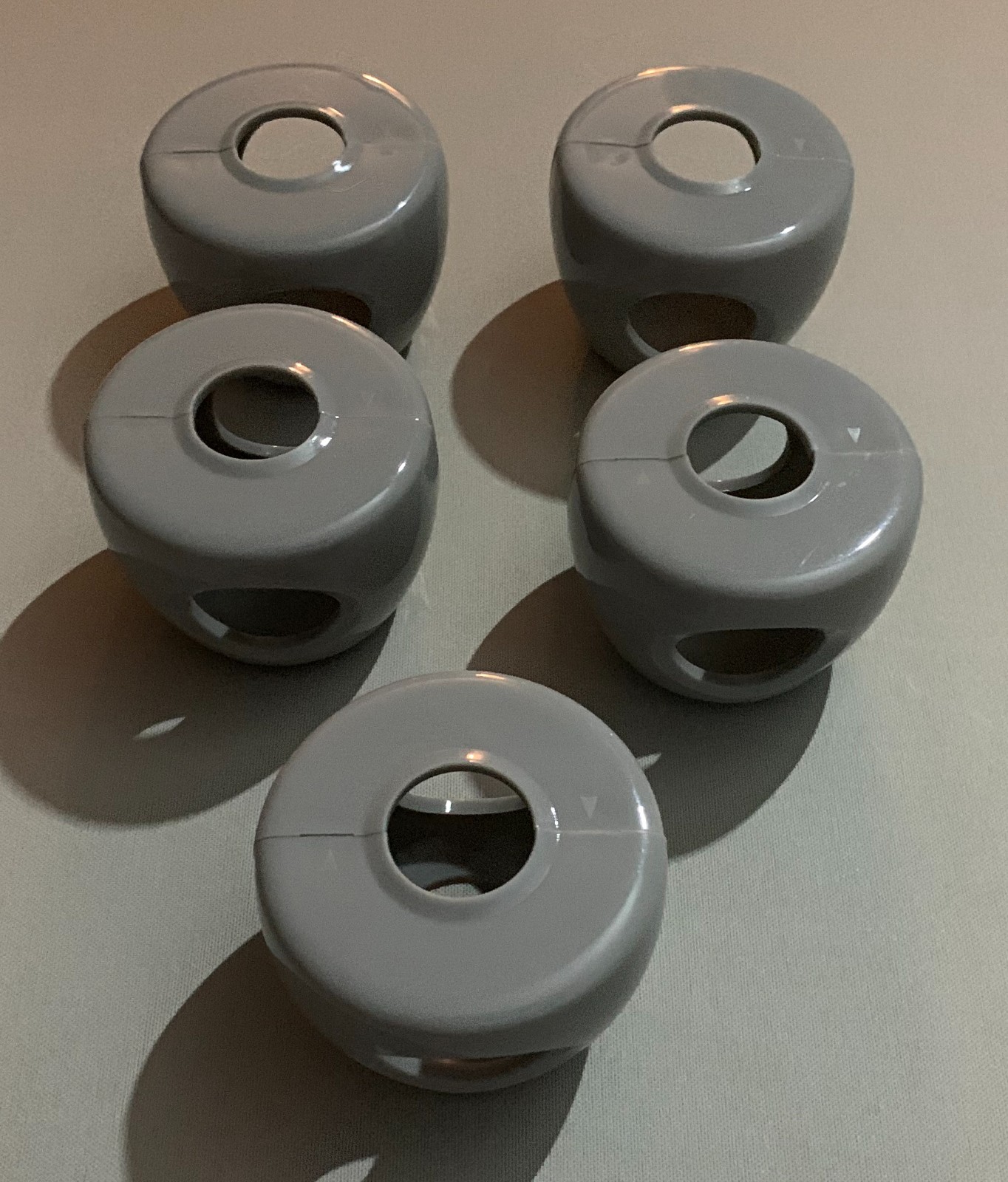 (New) Gray Child Proof Door Knob Covers: 5 Pack Safety Cover for Kids
