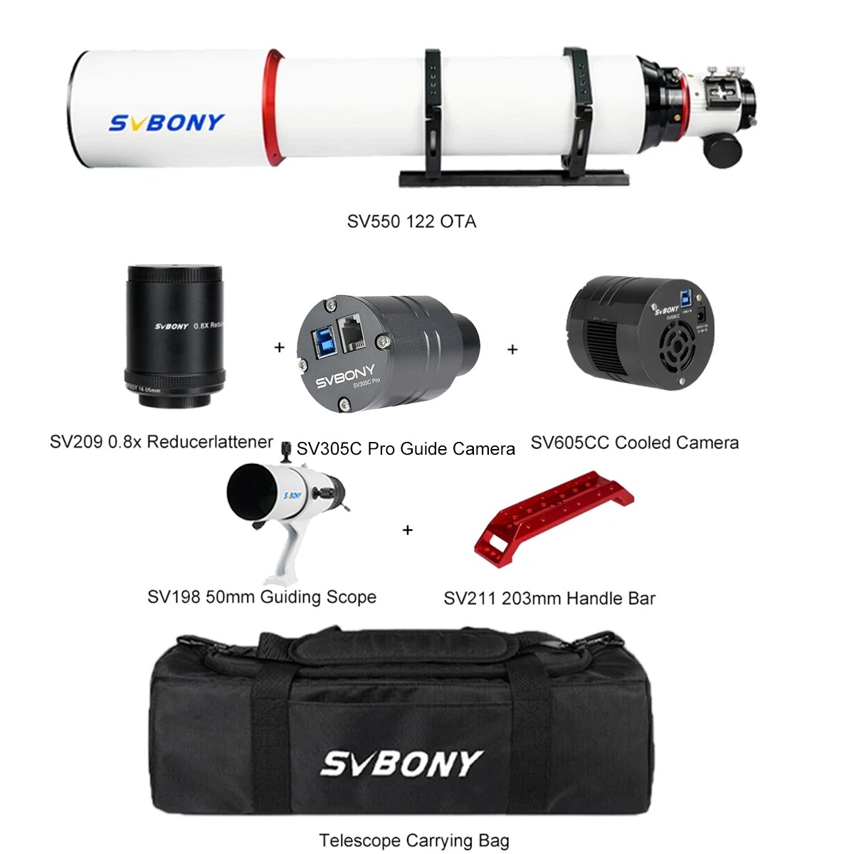 SVBONY SV550 122mm  f/7 Telescope Triplet Refractor Set for Deep Sky Photography