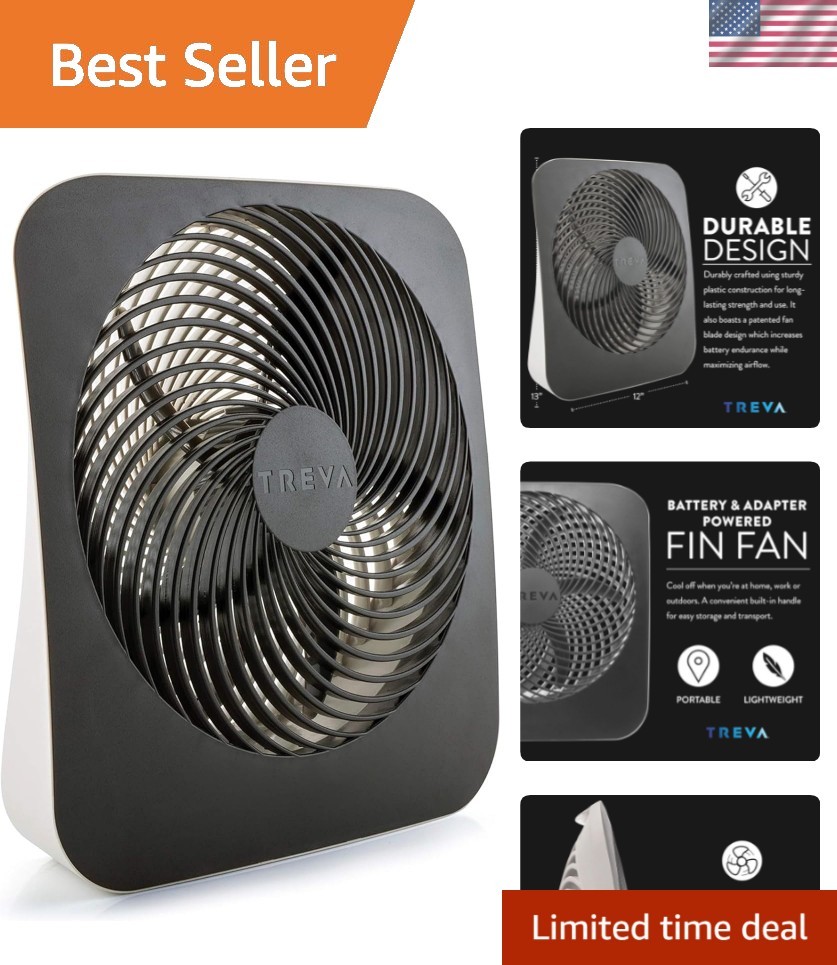 10-Inch Portable Fan, Powered by Battery and/or AC Adapter - Desk Fan Air Cir...