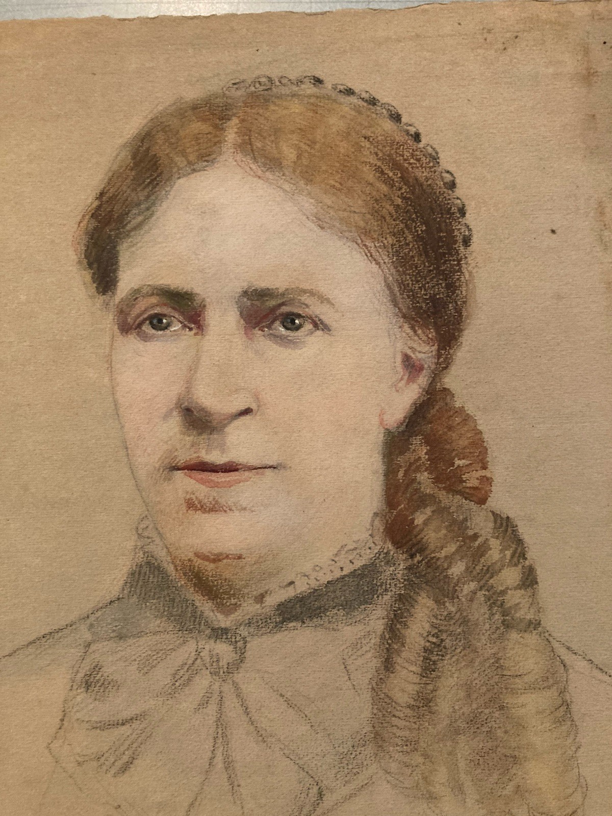 Beautiful Drawing On Paper Portrait Gouache Woman Art Deco Old 1935 to Identify