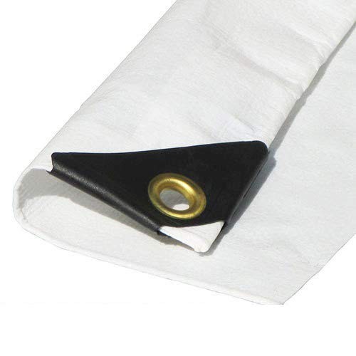 10'X14' 12 mil White Tarp Extra Heavy Duty 3 Ply Reinforced Canopy 6 oz 3 Lay...