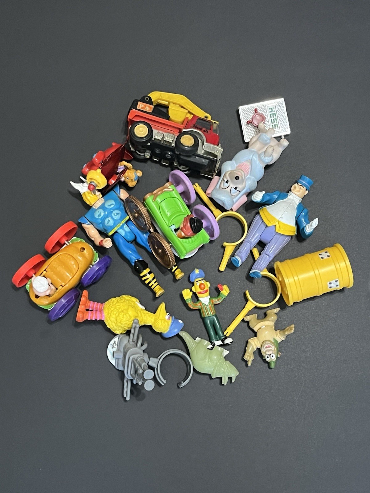 Mixed Toy Lot – Big Bird, Ernie, Batman Penguin, Marvel Thor, Vehicles – Used