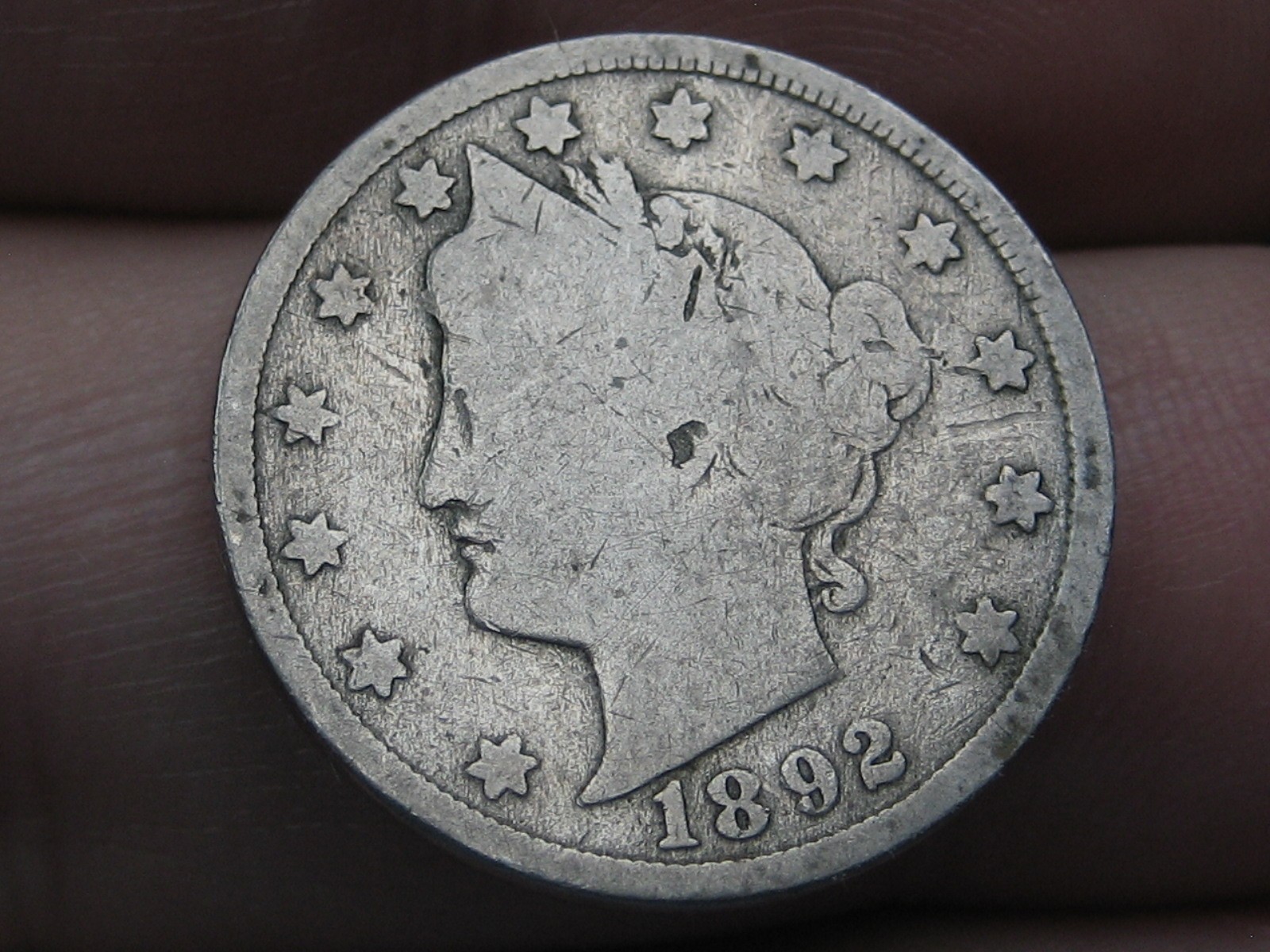 1892 Liberty Head V Nickel 5 Cent Piece- Good/VG Details