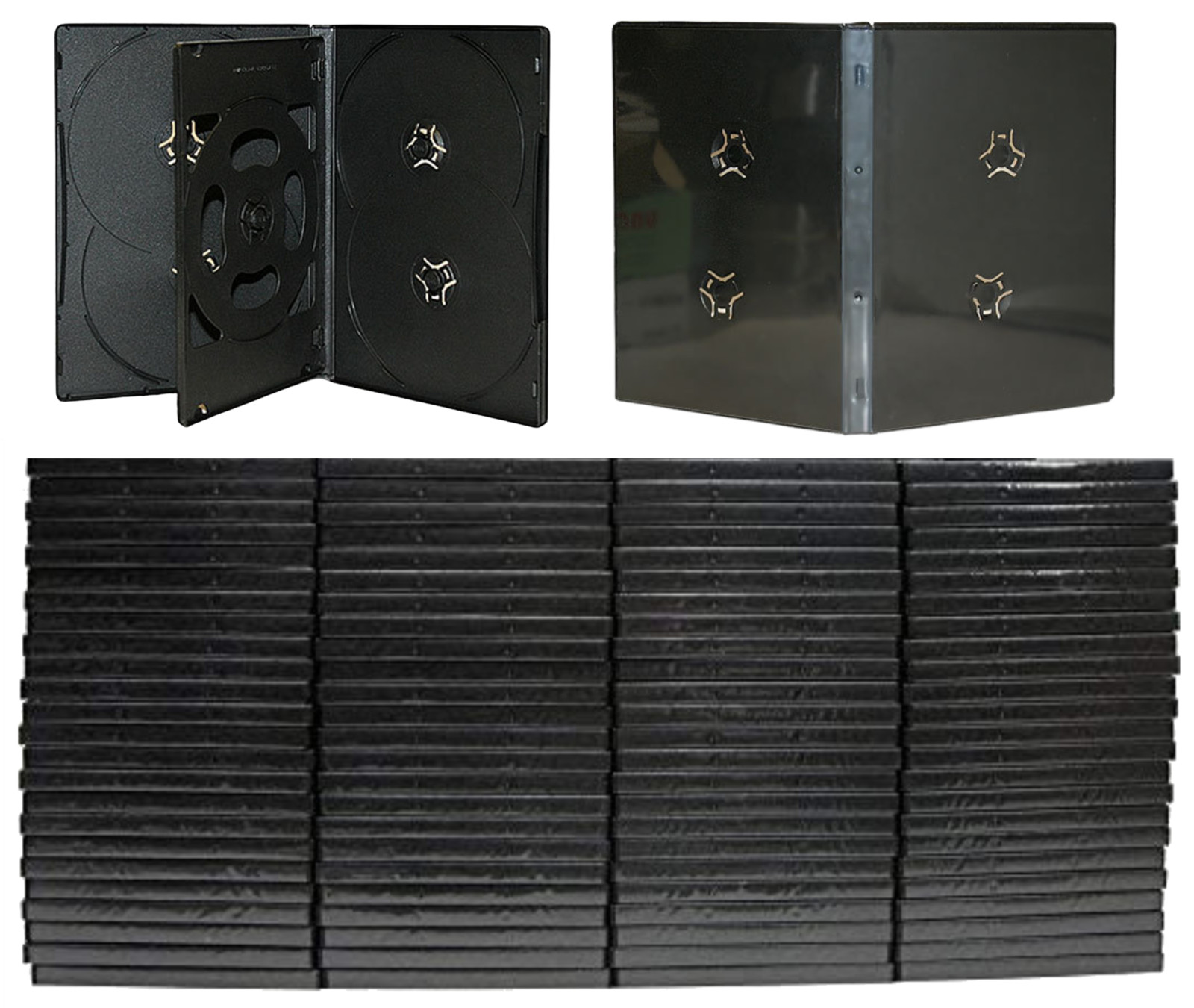 100 Pack Standard Black DVD 5 Disc 14mm Premium Replacement Cases